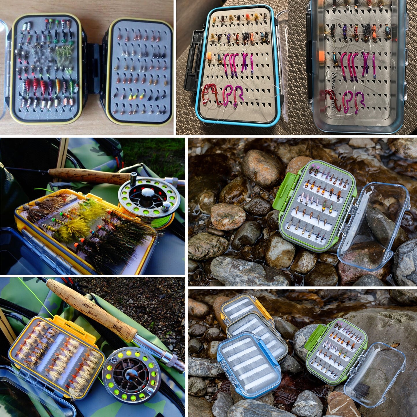 Maximum catch Fly Box Waterproof Slit Foam High Density 4 size Fly Fishing Tackle Box