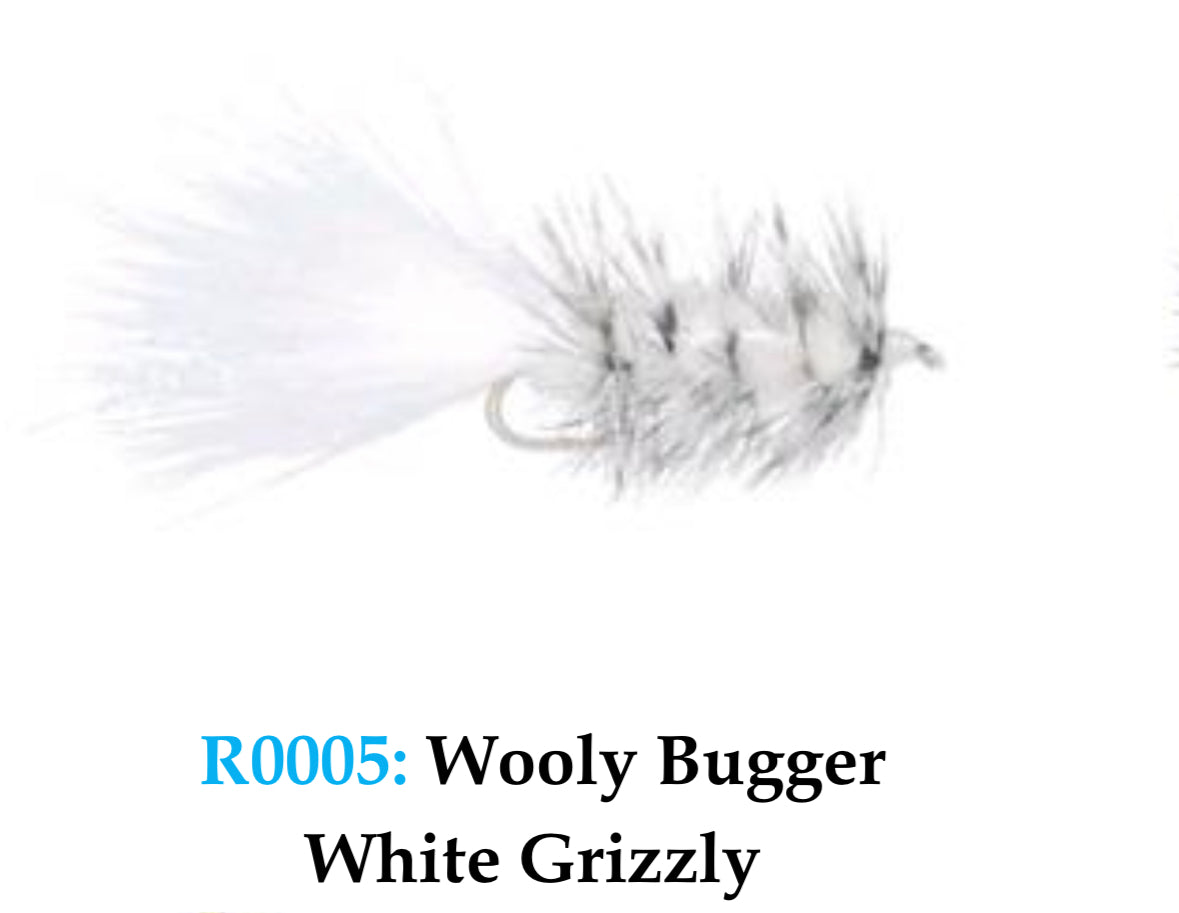 Fly Fishing Wooly Bugger White Grizzly